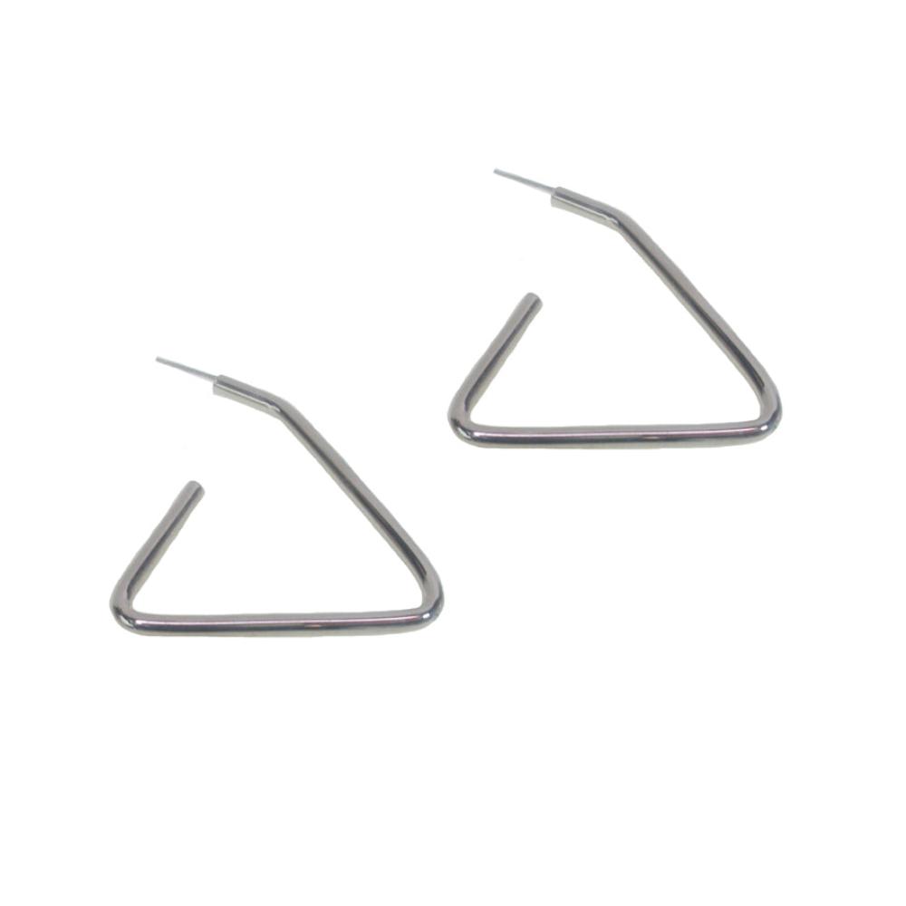 Large Triangle Earrings Rhodium | Erica Zap Designs