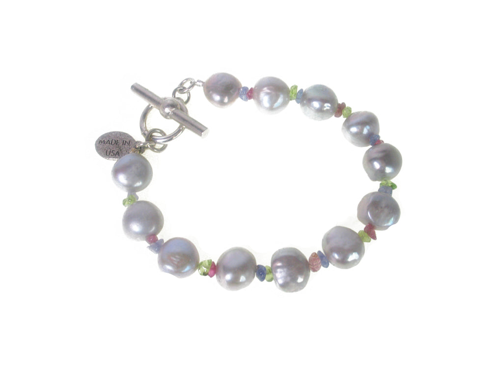 Grey Pearl & Stone Chip Bracelet | Erica Zap Designs