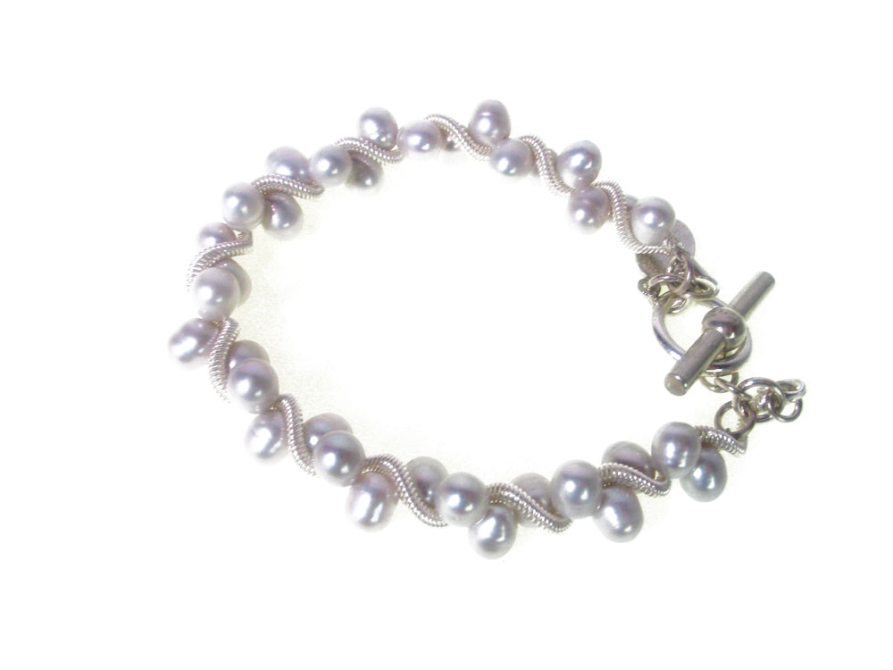Small Pearl Sterling Spiral Bracelet | Erica Zap Designs