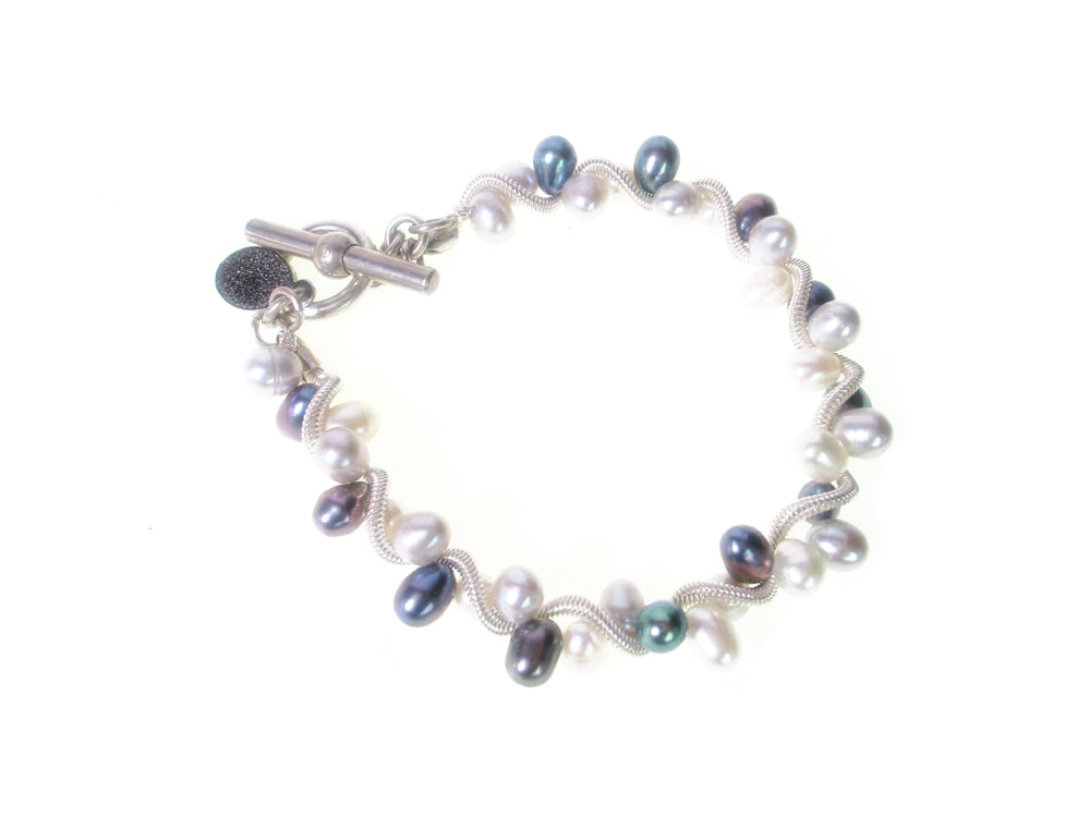 Small Pearl Sterling Spiral Bracelet | Erica Zap Designs