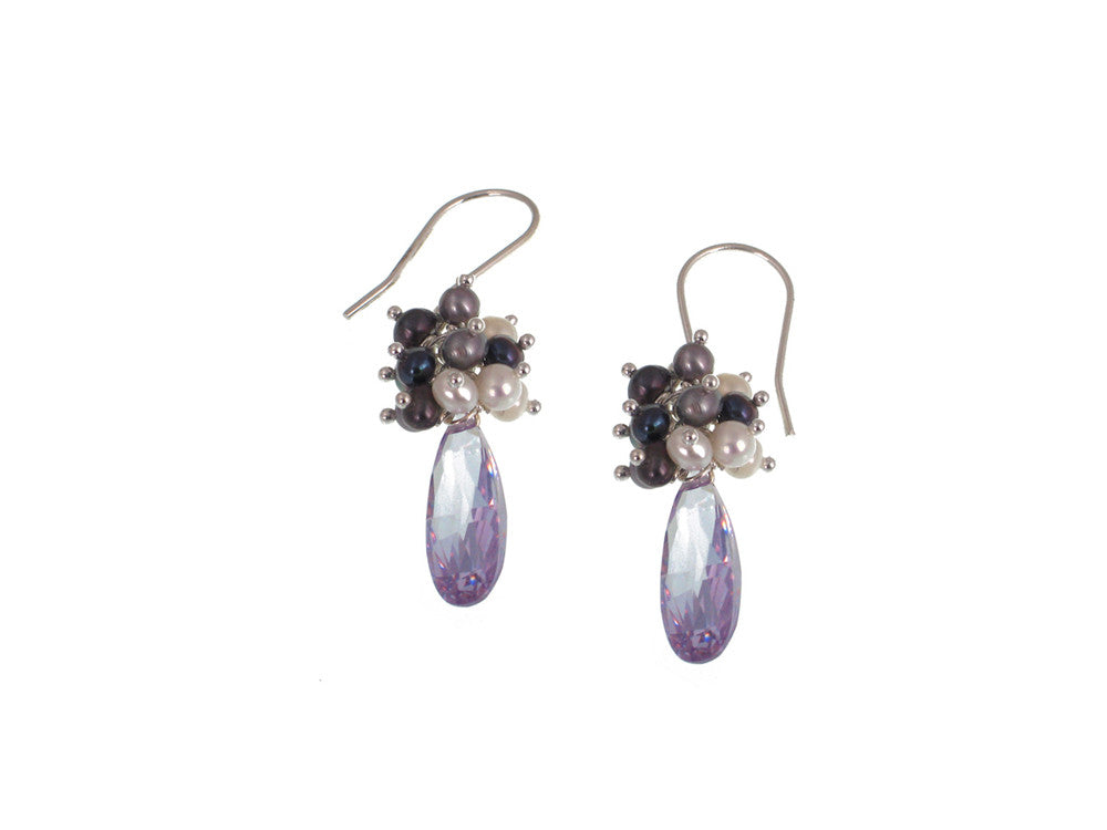 Pearl Cluster with Small Crystal Earrings | Erica Zap Designs