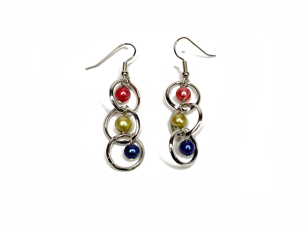 Pearls and Linked Circle Drop Earrings | Erica Zap Designs