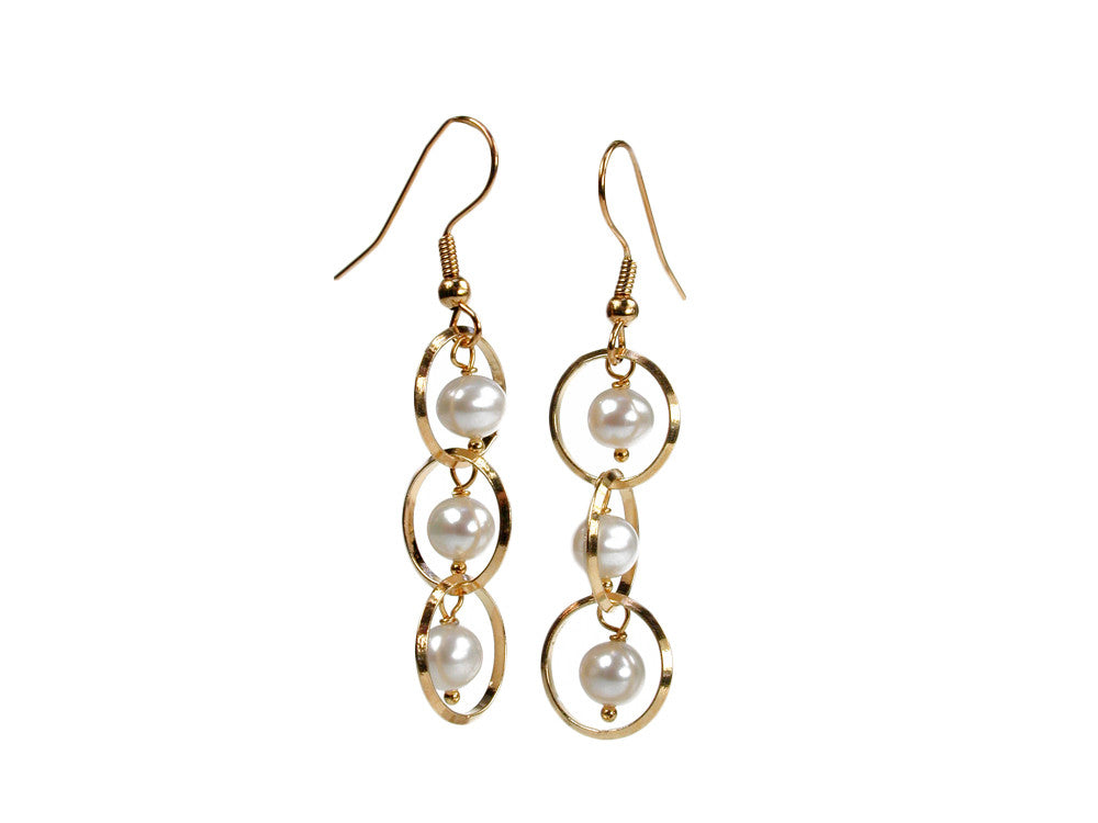Pearls and Linked Circle Drop Earrings | Erica Zap Designs
