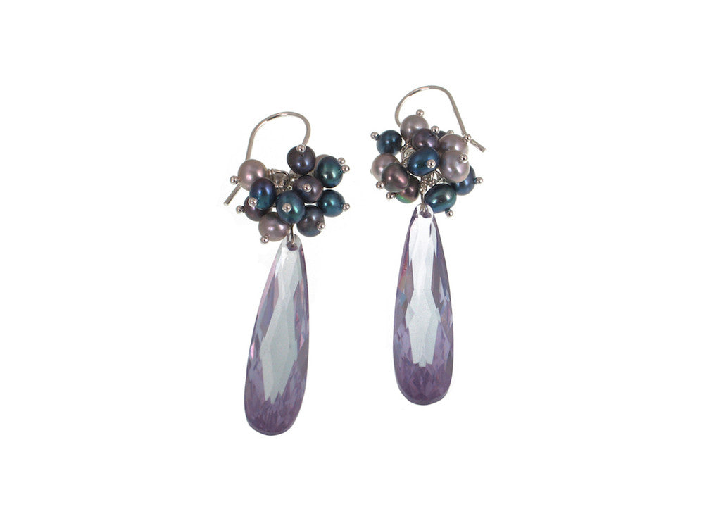 Pearl Cluster with Large Crystal Earrings | Erica Zap Designs