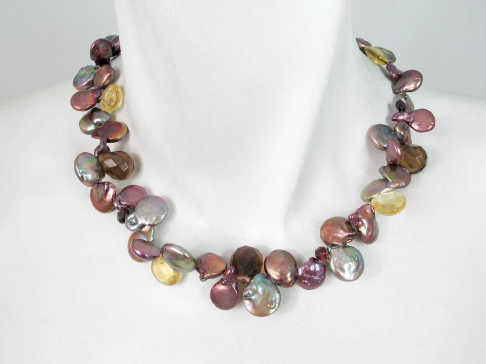 Coin Pearl & Stone Necklace | Erica Zap Designs