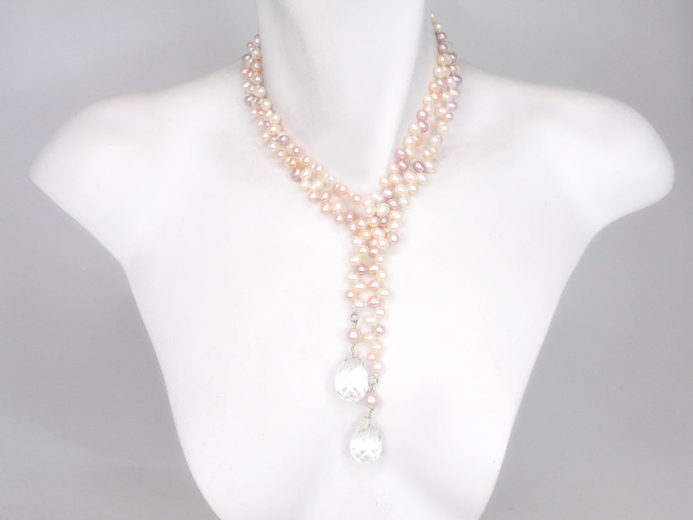 Pearl and Stone Drop Lariat Necklace | Erica Zap Designs
