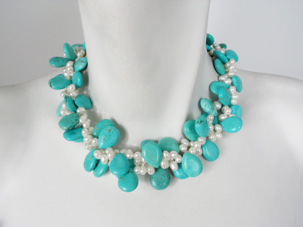 3-Strand Pearl & Stone Necklace | Erica Zap Designs