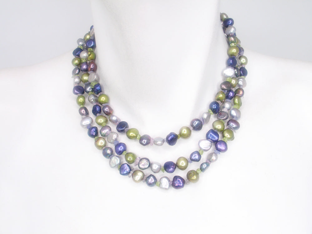 Long Pearl and Stone Necklace | Erica Zap Designs
