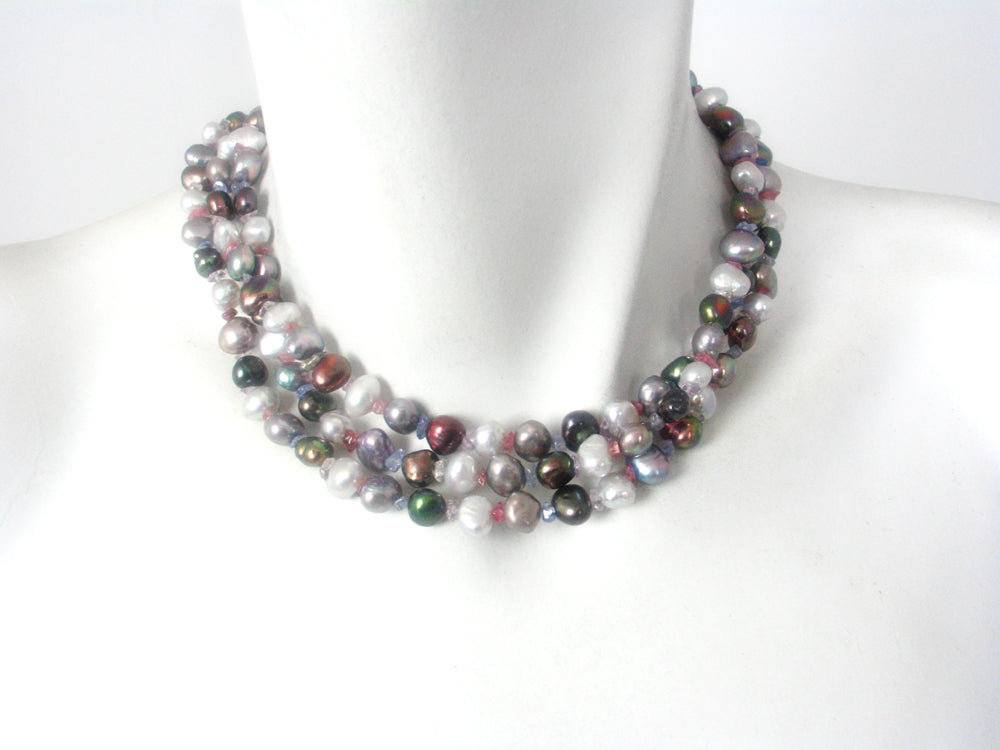 Long Pearl  and Semi Precious Stone Necklace | Erica Zap Designs