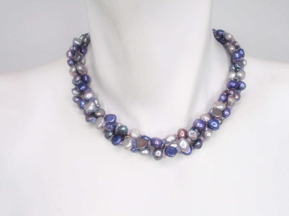 3-Strand Nugget Pearl & Stone Chip Necklace | Erica Zap Designs