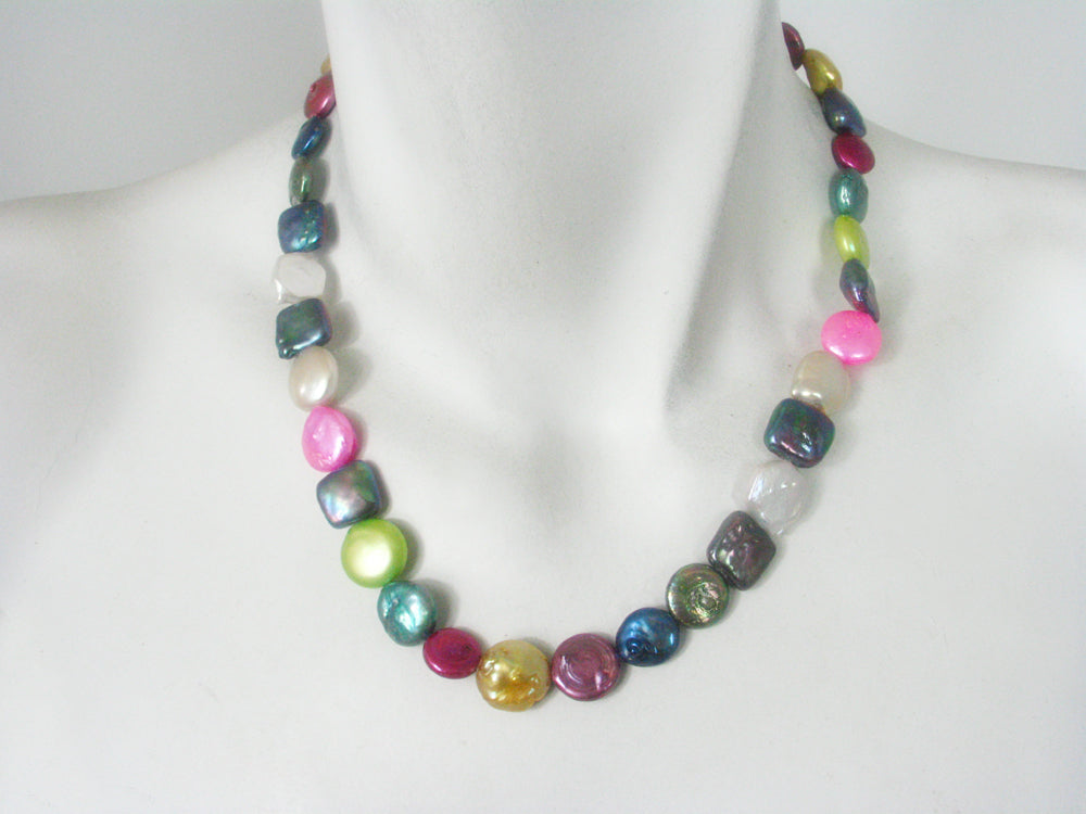 Multicolor Coin Pearl Necklace | Erica Zap Designs