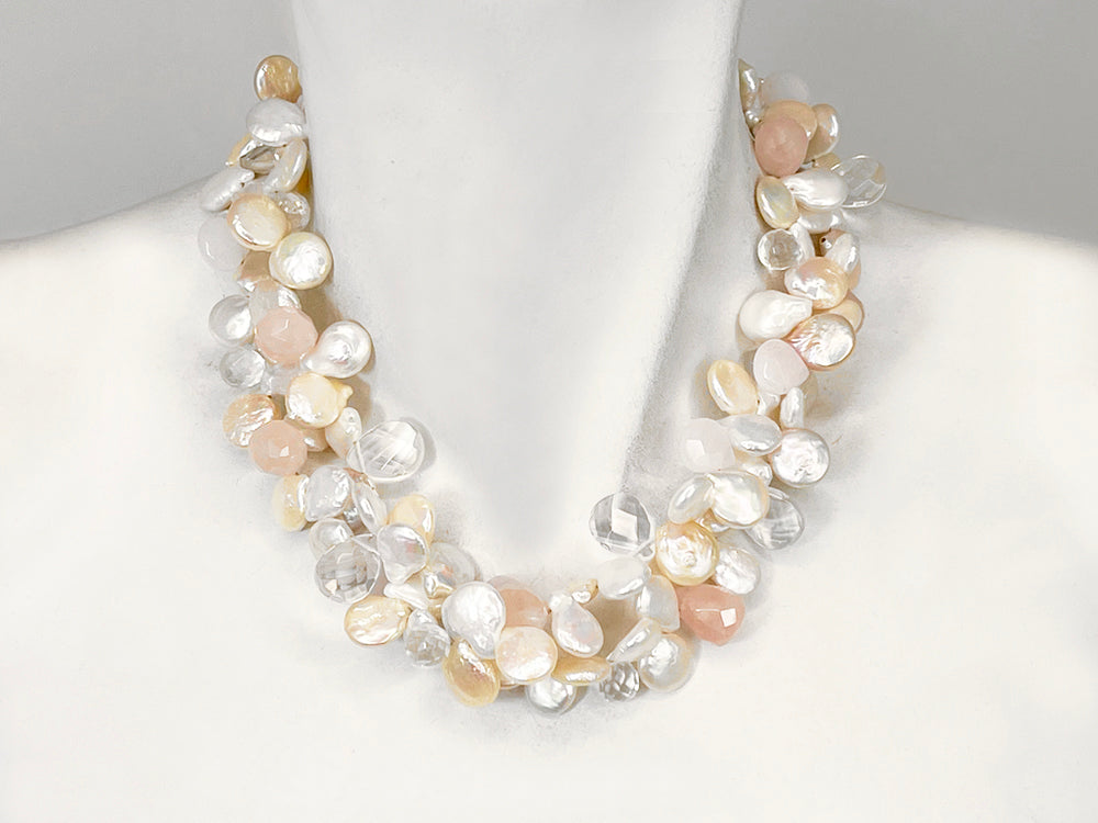 2-Strand Coin Pearl & Stone Necklace | Erica Zap Designs