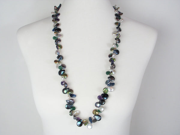 Long Coin Pearl & Stone Necklace - Erica Zap Designs