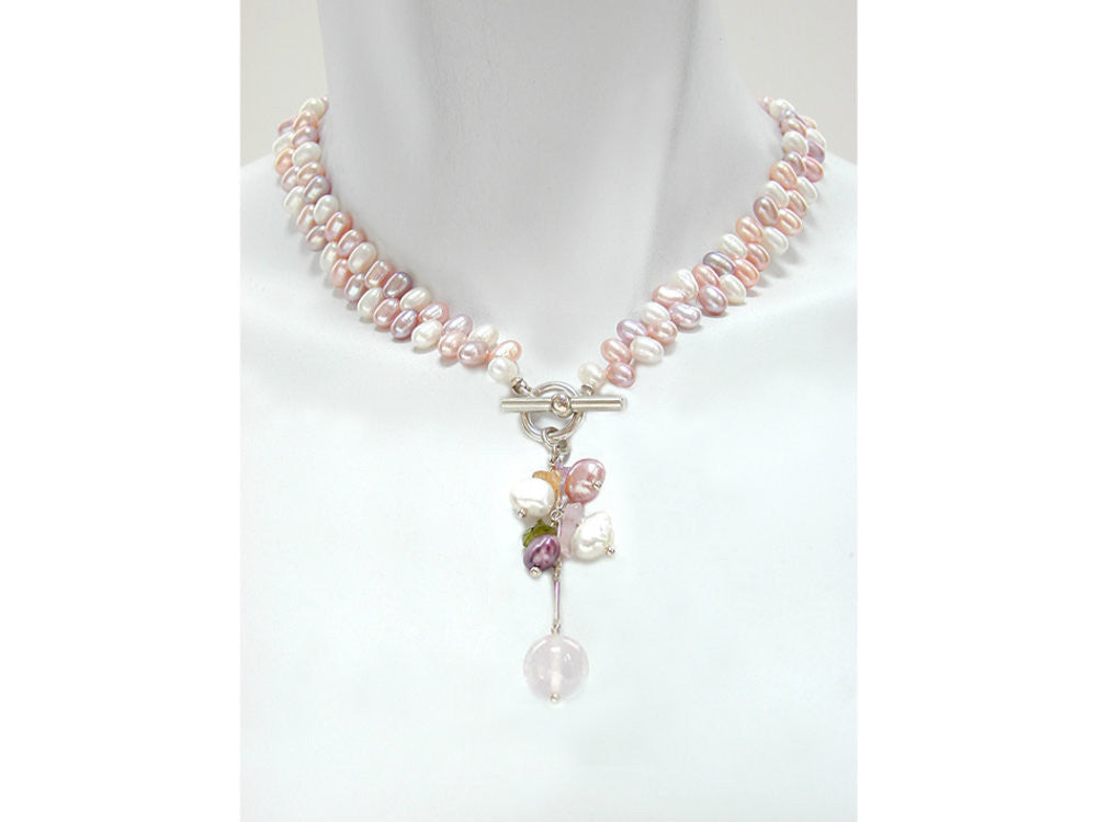 Pearl & Stone Drop Necklace | Erica Zap Designs