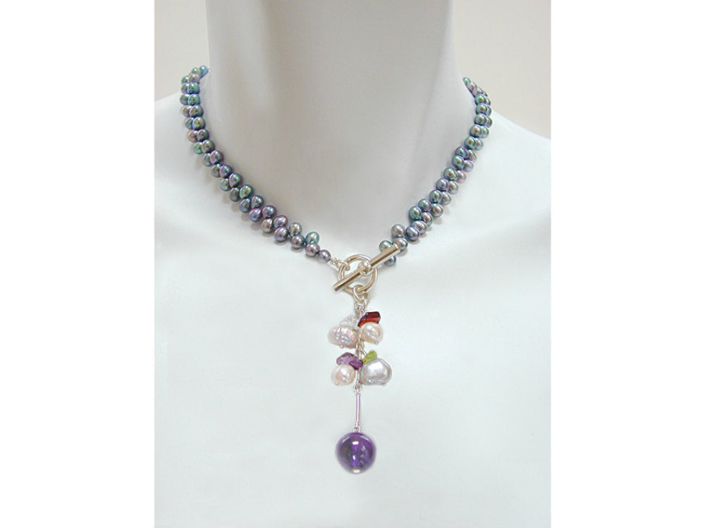 Pearl & Stone Drop Necklace | Erica Zap Designs