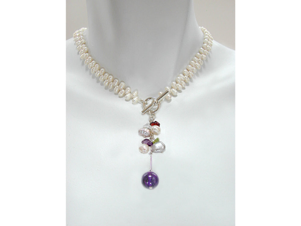 Pearl & Stone Drop Necklace | Erica Zap Designs