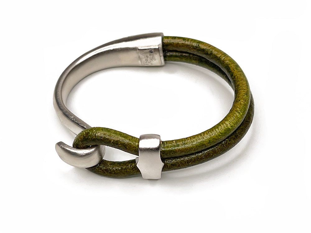Platinum Lasso Hook & Slide Leather Bracelet | Erica Zap Designs