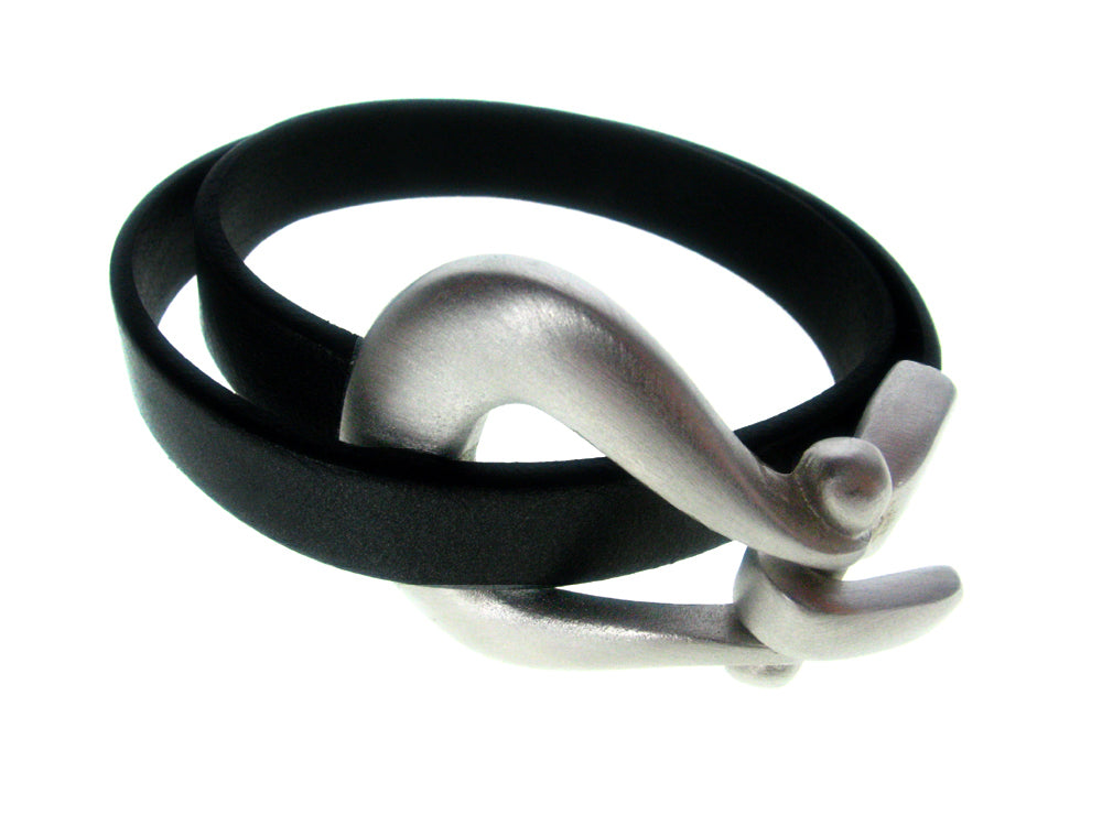 Double Wrap Flat Leather Bracelet | Horseshoe Hook Clasp | Erica Zap Designs