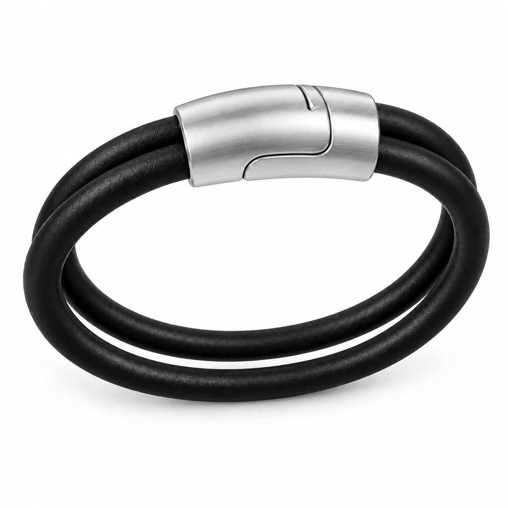 Men's Leather Bracelet | Double Strand Magnetic Clasp
