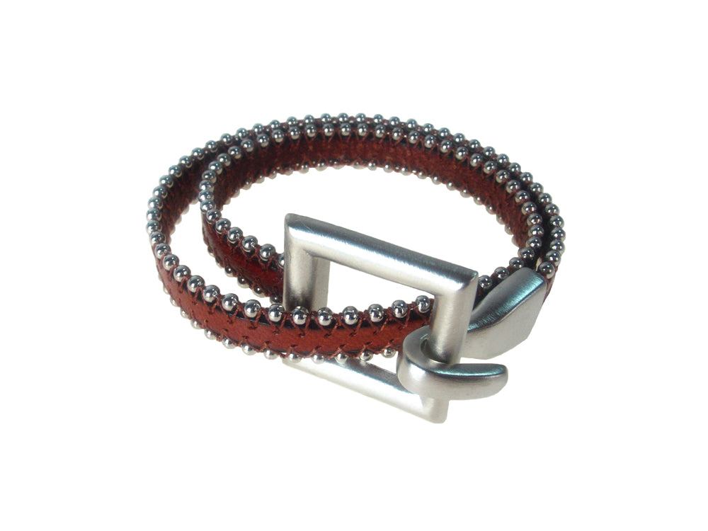 Beaded Leather Bracelet | Double Wrap with Square Clasp | Erica Zap Designs
