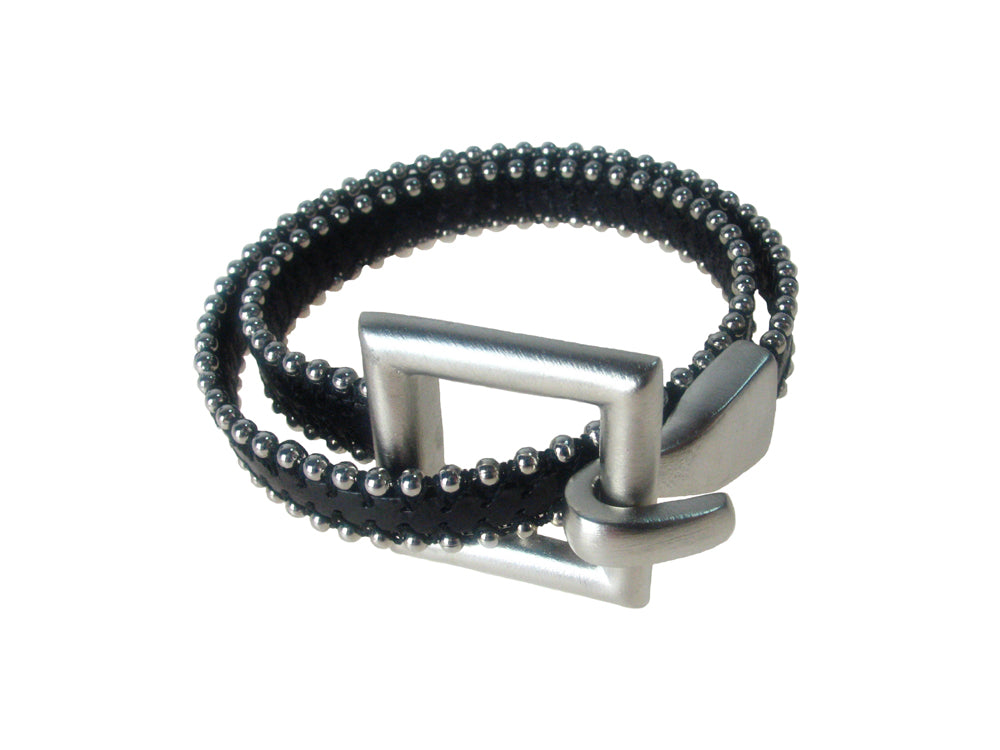 Double Wrap Beaded Leather Bracelet | Erica Zap Designs Black