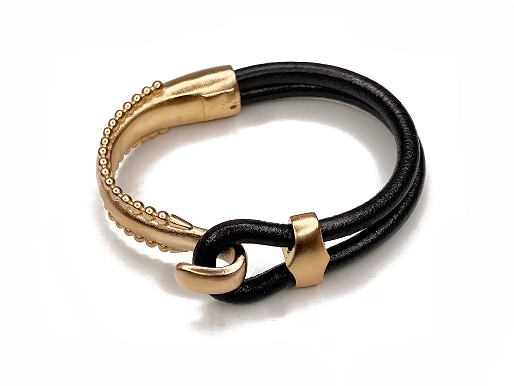 Cord Leather Bracelet | Beaded Edge Lasso Hook & Slide | Erica Zap Designs