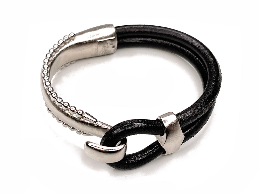 Multi Strand Leather Wrap Bracelet | Erica Zap Designs Black | Platinum Clasp