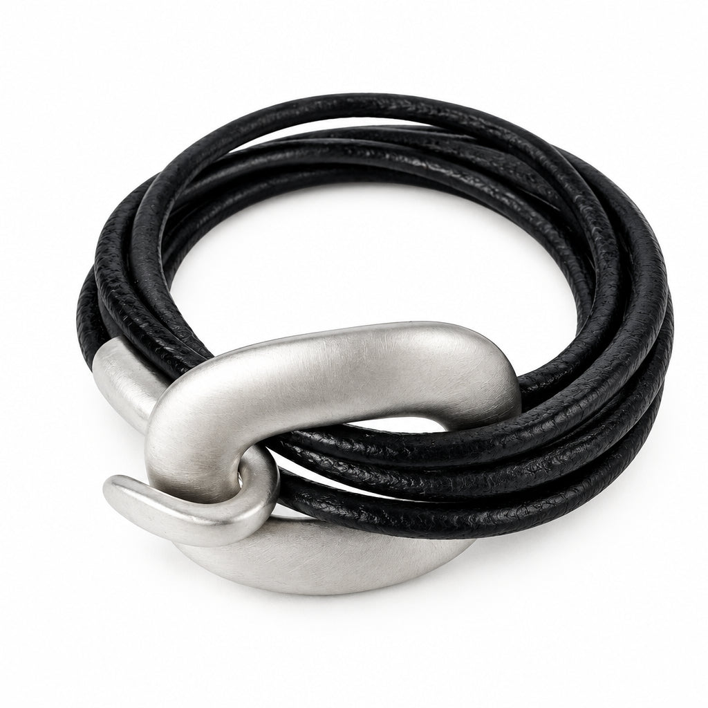 Men's Leather Bracelet | Triple Strand Wrap Hook Clasp | Erica Zap Designs