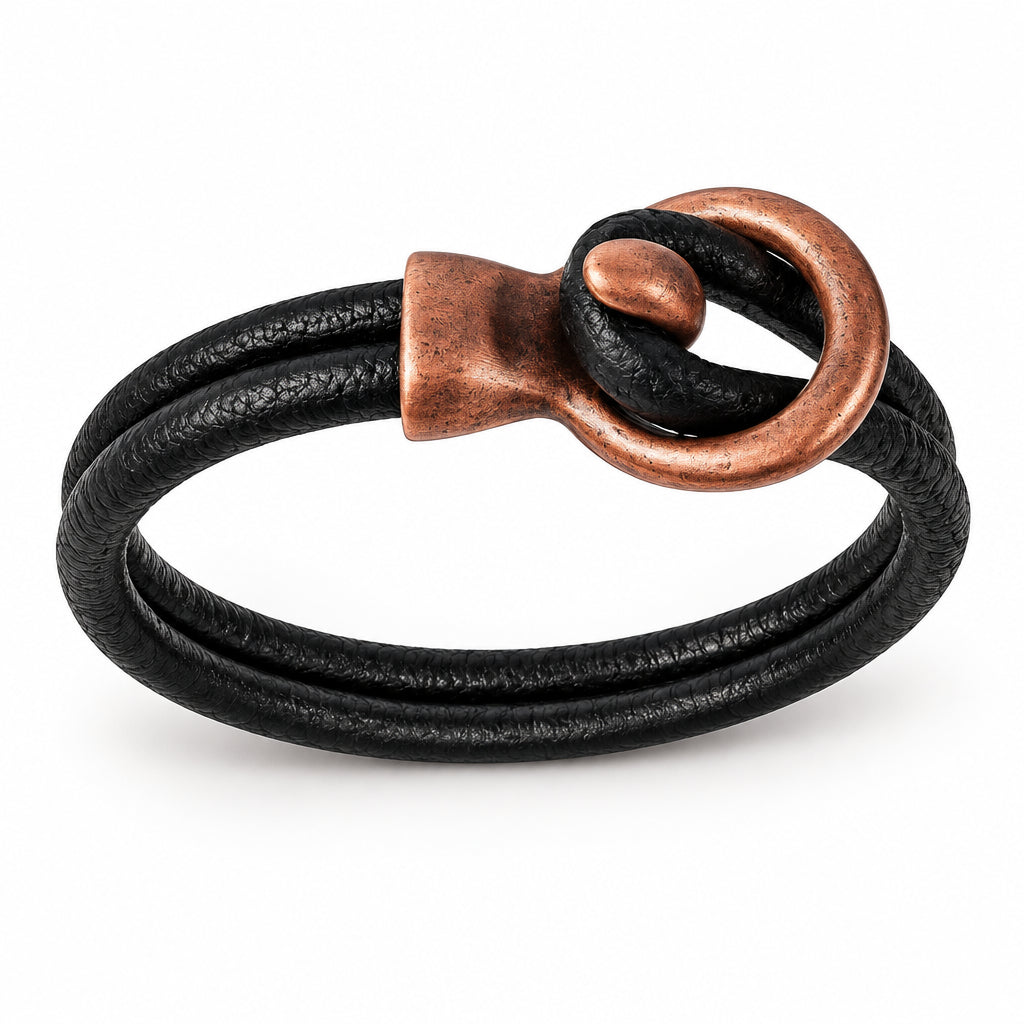 Men's Leather Bracelet | Lasso Circle Hook Clasp