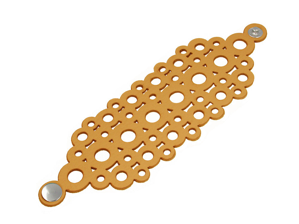 Laser Cut Leather Bracelet | Bubble Circle Pattern | Erica Zap Designs