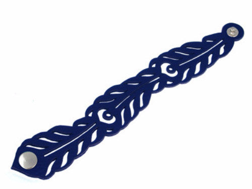 Laser Cut Leather Bracelet | Peacock Feather | Erica Zap Designs