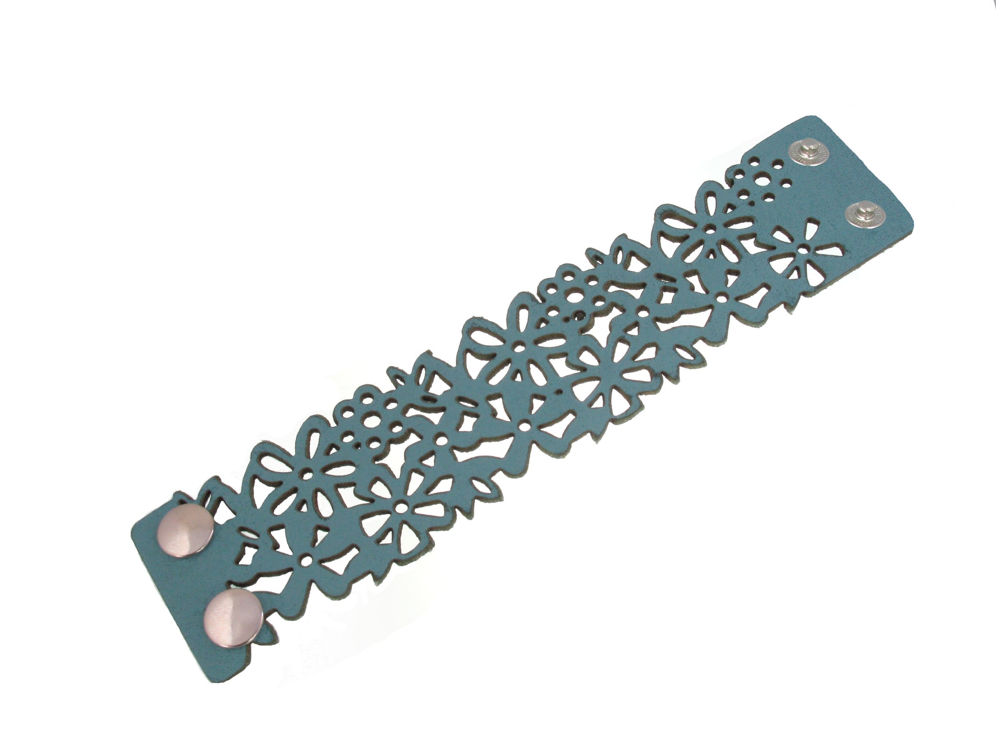 Laser Cut Leather Bracelet | Multi Flower Pattern | Erica Zap Designs