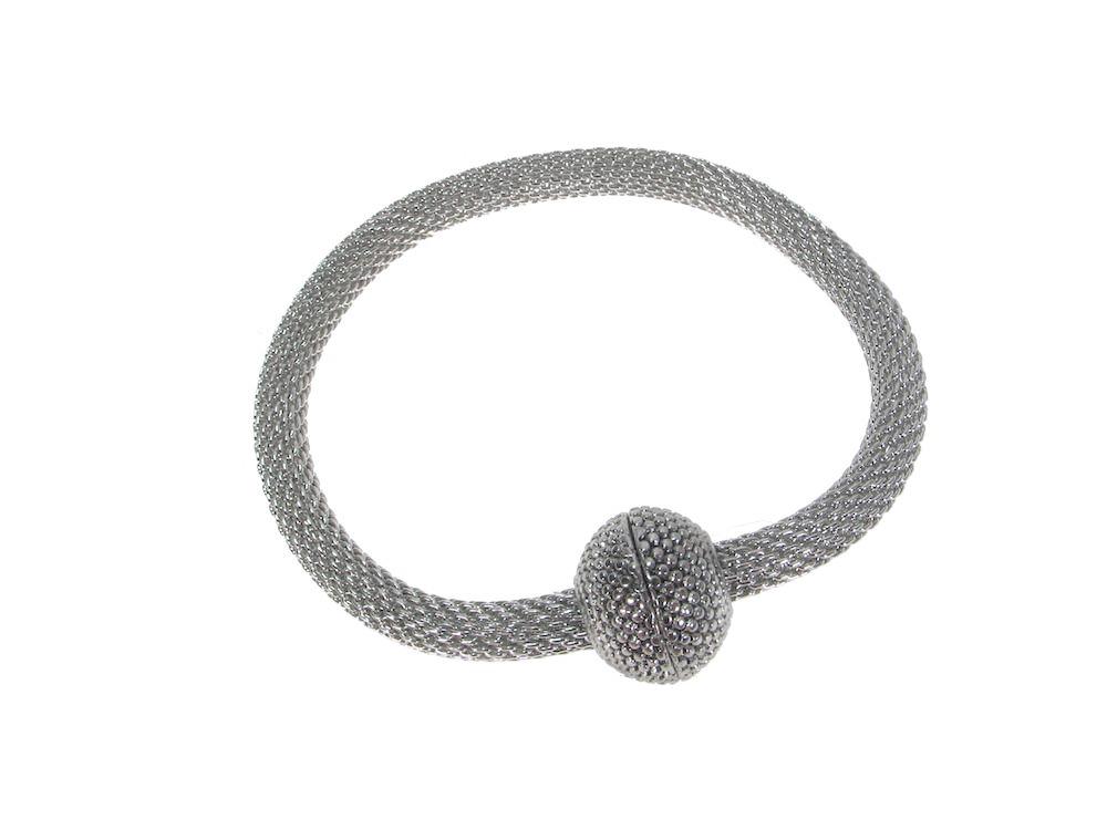 Mesh Bracelet with Textured Magnetic Ball Clasp | Erica Zap Designs