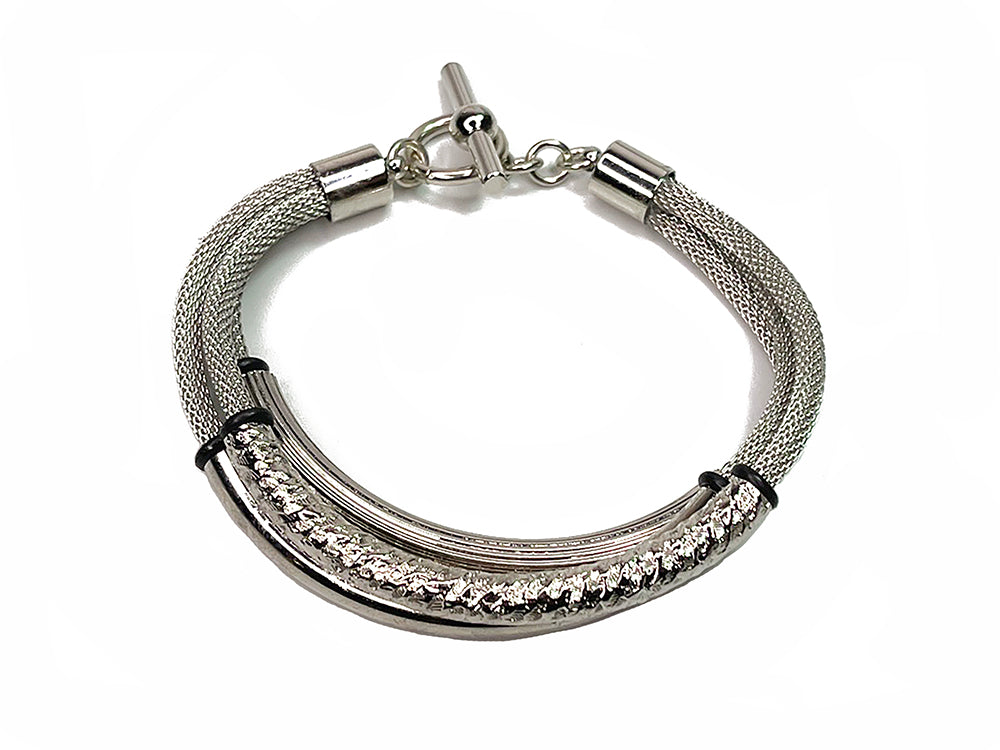 3-Strand Mesh Bracelet with Textured Tubes | Erica Zap Designs