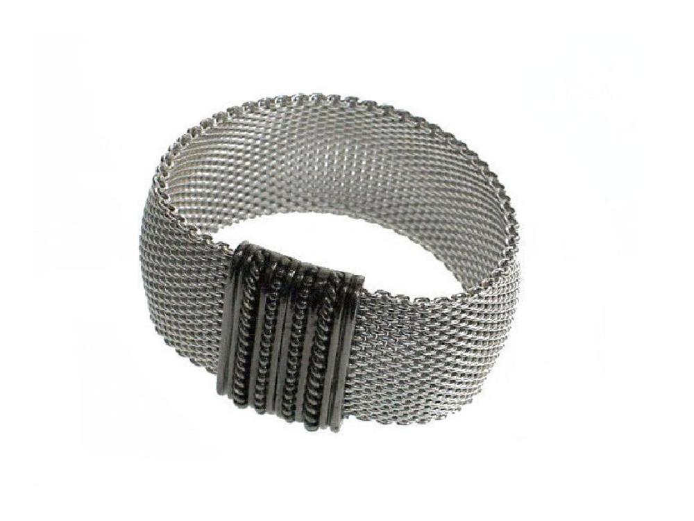 Domed Mesh Bracelet with Textured Magnetic Clasp