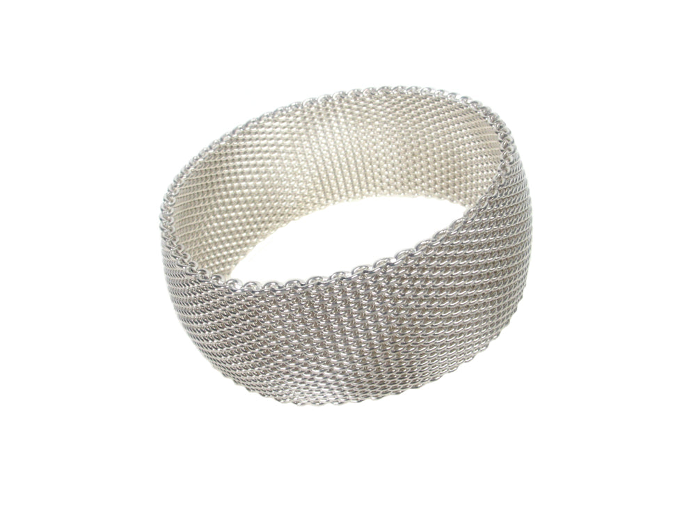 Solid Sterling Silver Domed Mesh Bangle | Erica Zap Designs