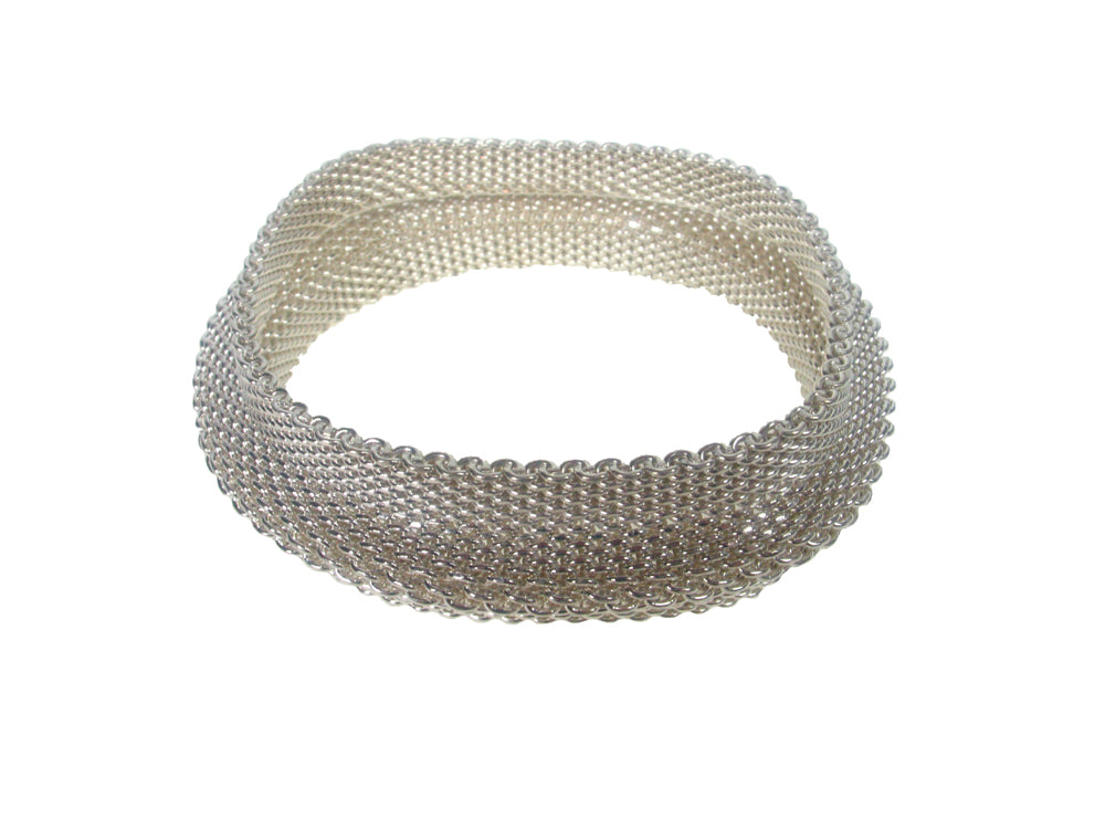 Square Sterling Woven Mesh Bracelet with Center Ridge | Erica Zap Designs