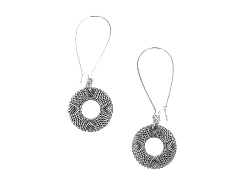 Circle Mesh Drop Earrings on Kidney Wire | Erica Zap Designs