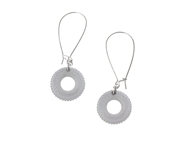 Circle Mesh Drop Earrings on Kidney Wire | Erica Zap Designs