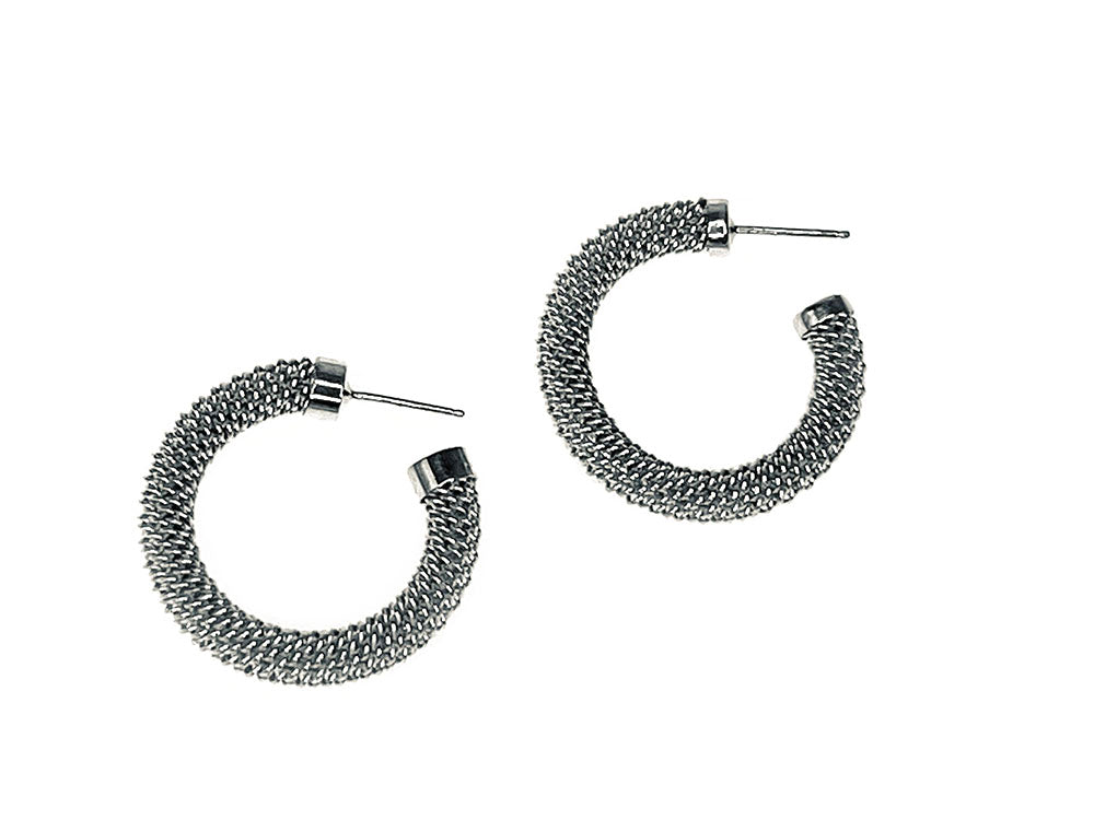 Sterling Thick Mesh Hoop Earrings | Erica Zap Designs