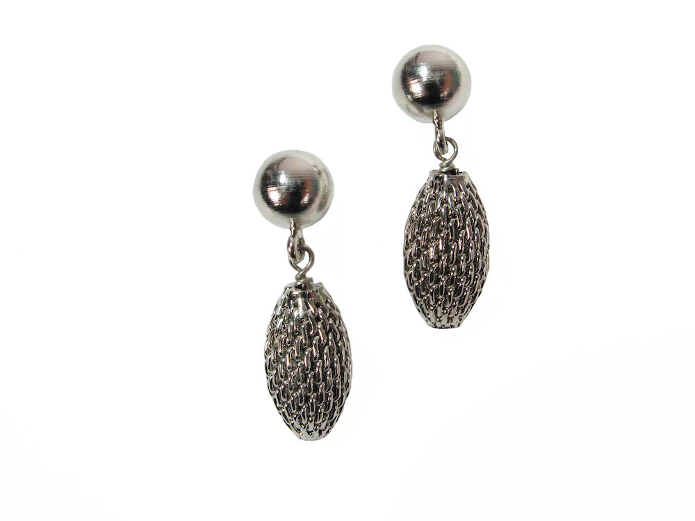 Oval Mesh Bead Drop Earrings on Ball Post | Erica Zap Designs