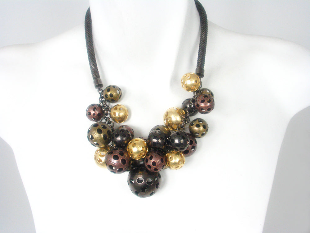 Mesh Necklace with Multi Color Metal Beads | Erica Zap Designs