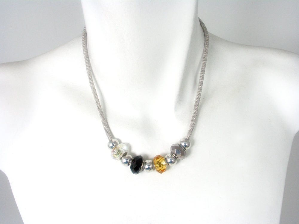 Mesh Necklace with Metal & Stone Beads | Erica Zap Designs