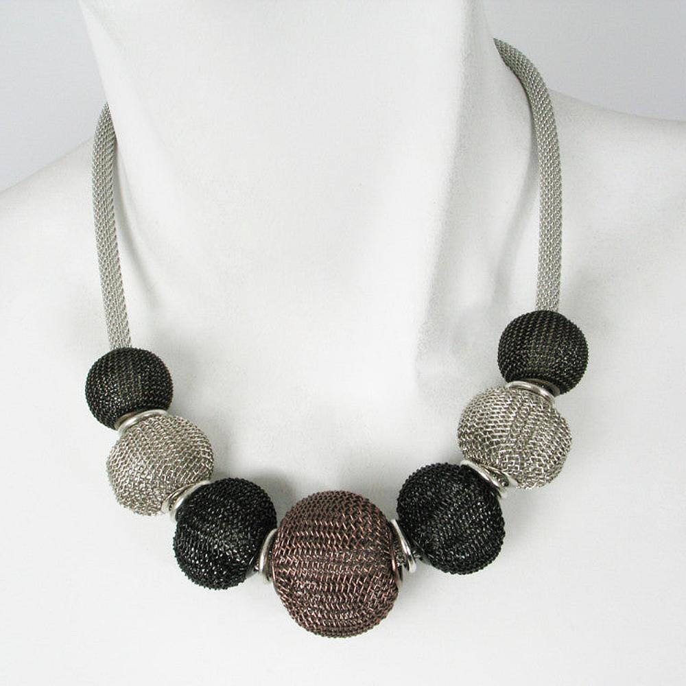 Large Round Mesh Beads on Thick Mesh Strand Necklace | Erica Zap Designs