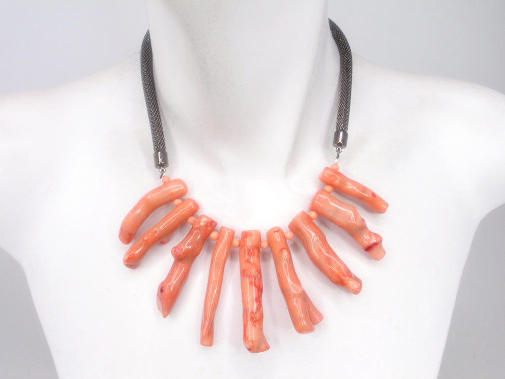 Mesh Necklace with Dyed Bamboo Coral | Erica Zap Designs