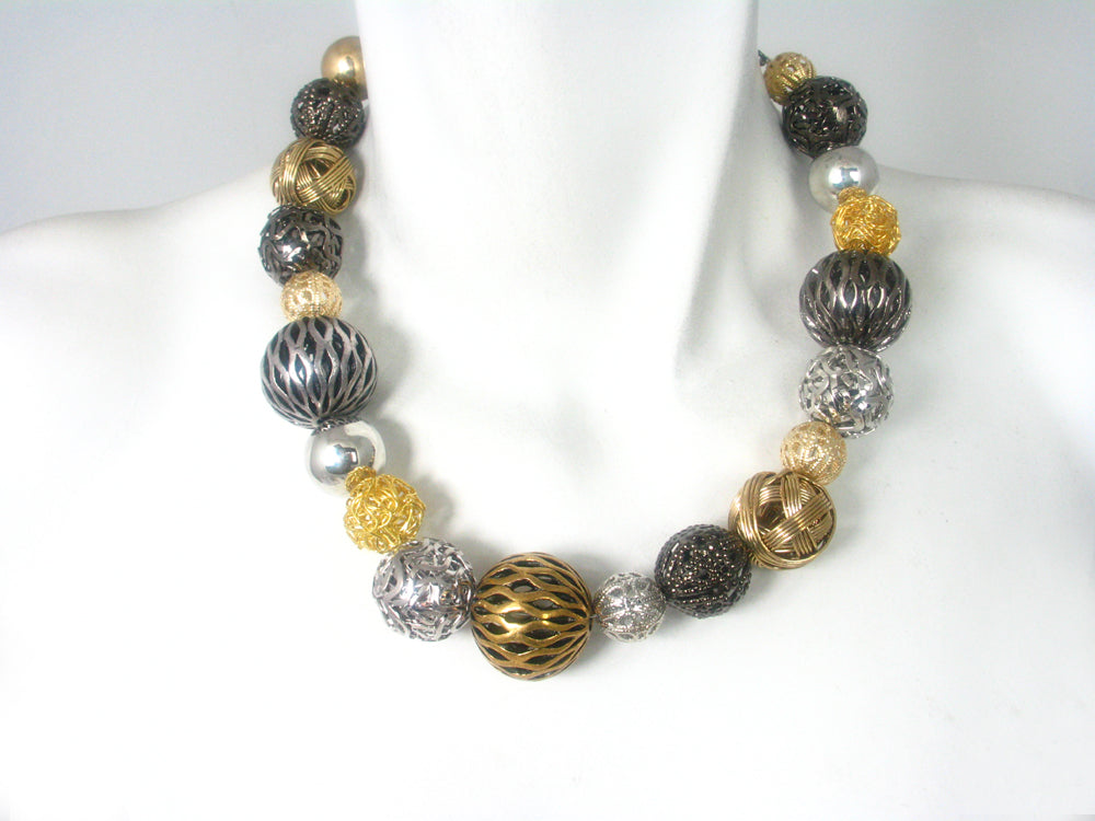 Mesh Necklace with All-Around Metal & Wire Beads | Erica Zap Designs