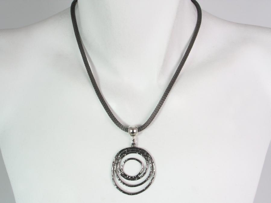 Mesh Necklace with Hammered Circles Drop | Erica Zap Designs