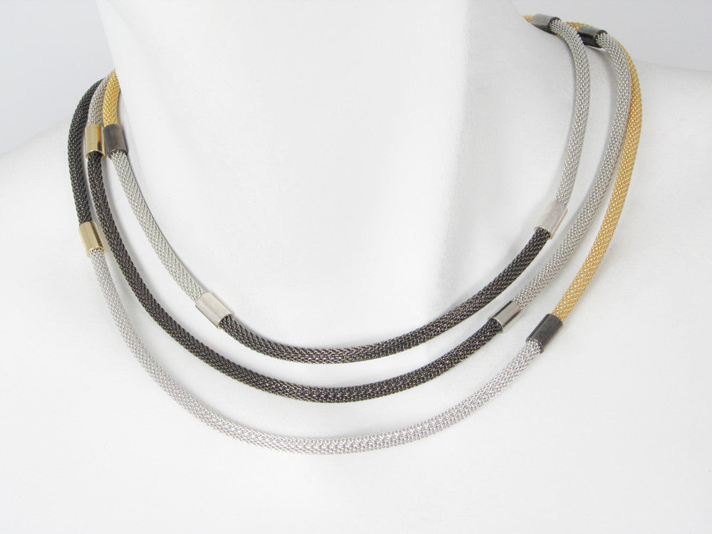 3-Strand Thin Mesh Multi-Section Necklace | Erica Zap Designs