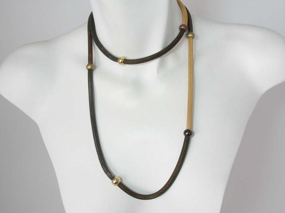 Long Wrap Multi-Tone Thick Mesh Necklace | Erica Zap Designs