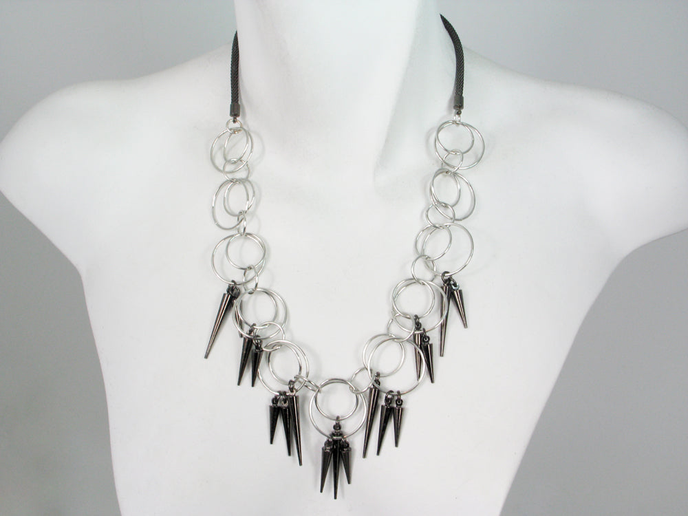 Mesh Necklace with Linked Circle Chain & Cones | Erica Zap Designs